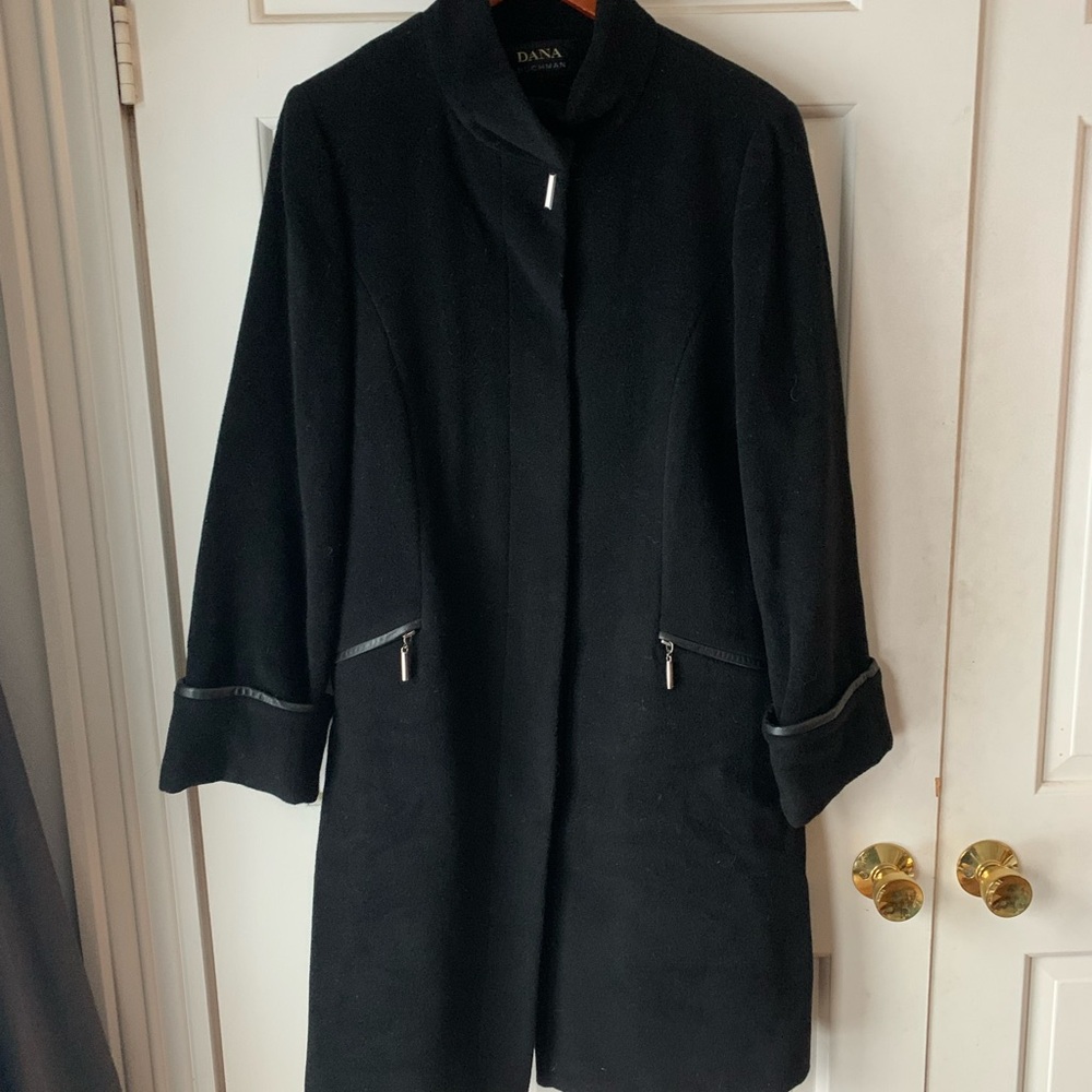 Dana Buchman Elegant Black Trench Coat